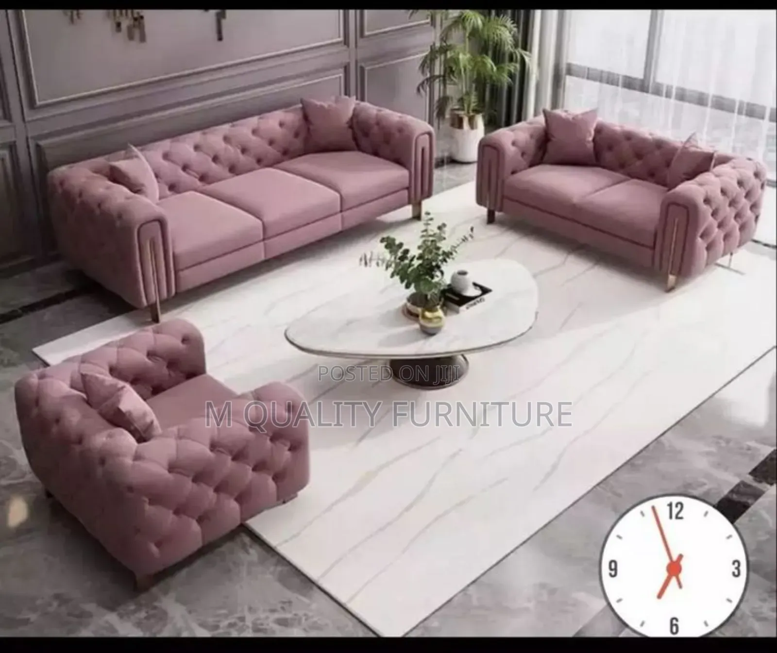 6 Seater Chesterfield Brown Sofa