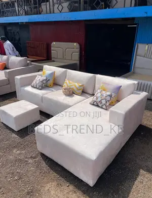 Premium Upholstered 6 Seater L Sofa With a Puff