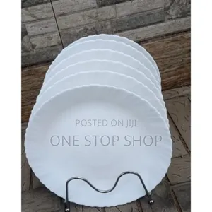 10.5" 6pcs White Plain Round Ceramic Plates