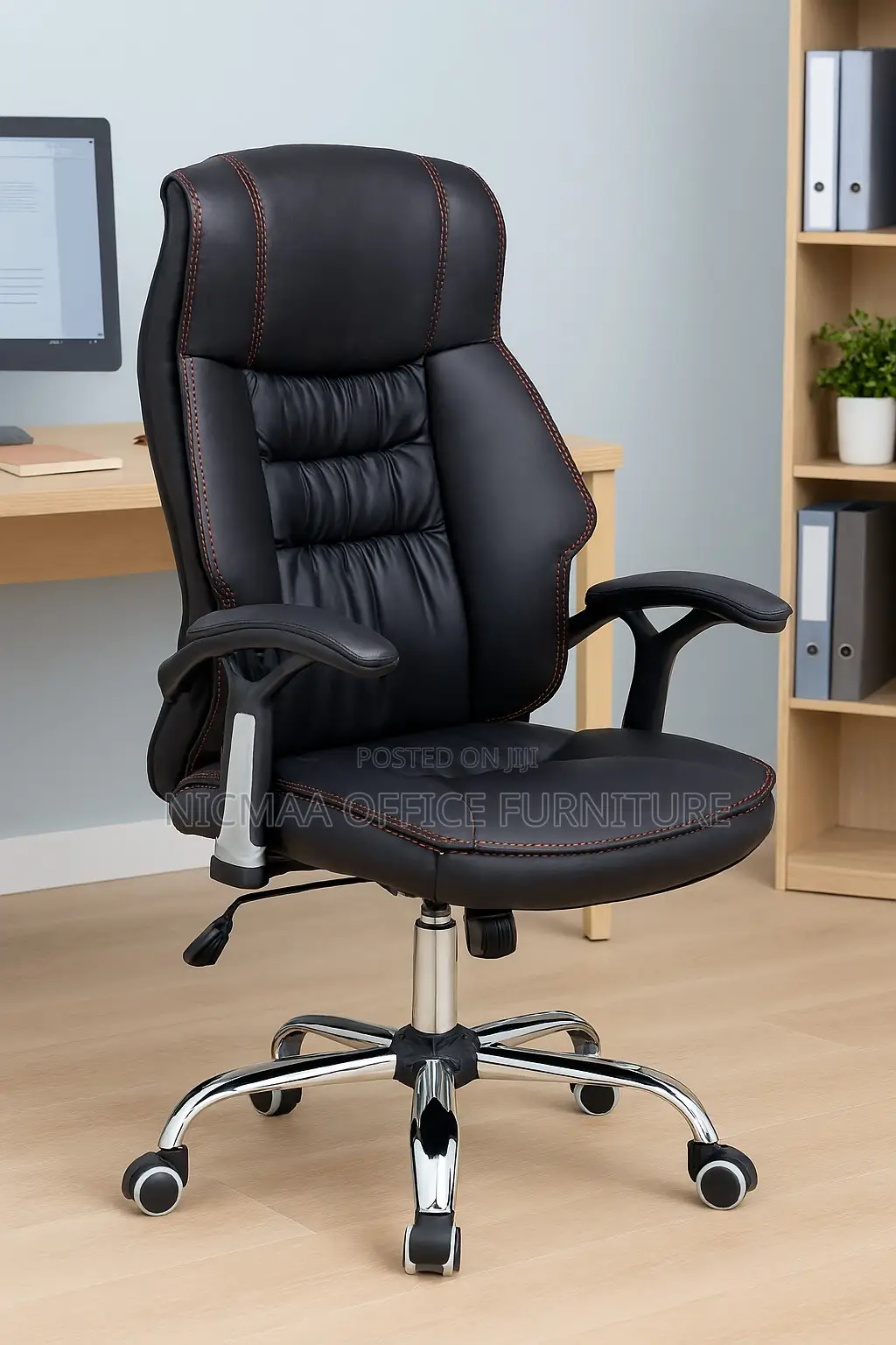 Office Seat: Executive Recliner Leather Black Seat