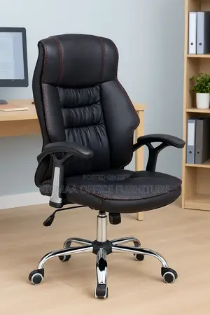 Office Seat: Executive Recliner Leather Black Seat