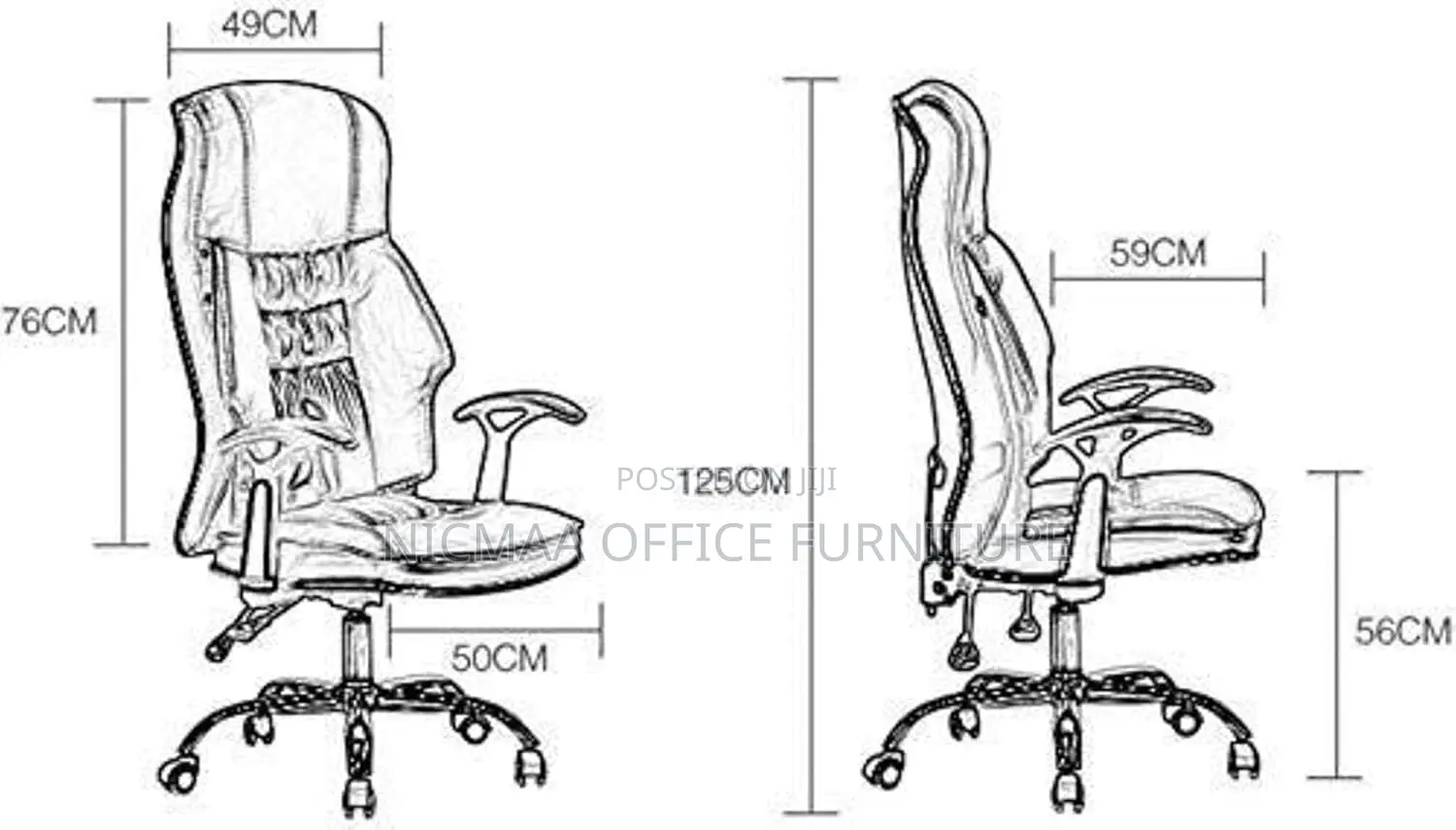 Office Seat: Executive Recliner Leather Black Seat