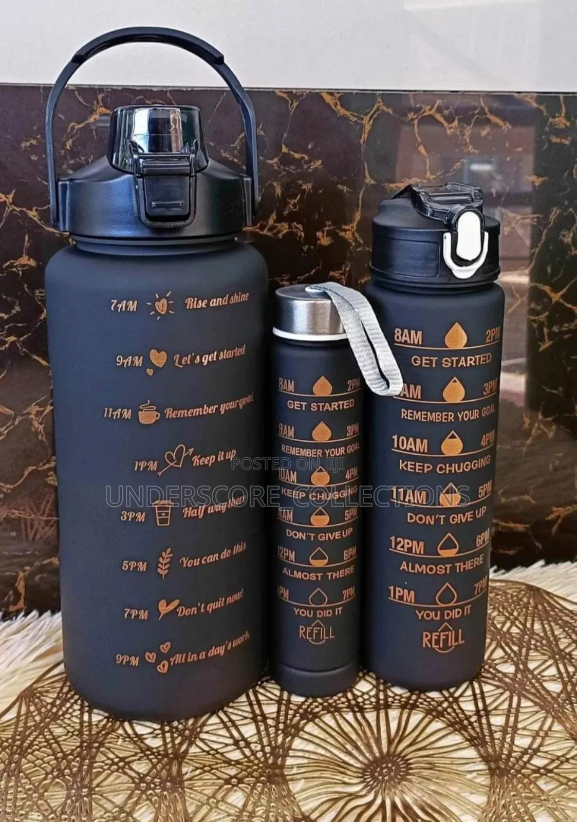 Black 3in1 Water Bottle Set