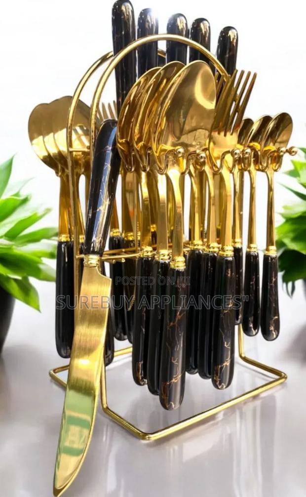 Heavy Marble Gold Cutlery Sets 24 PCS - main view