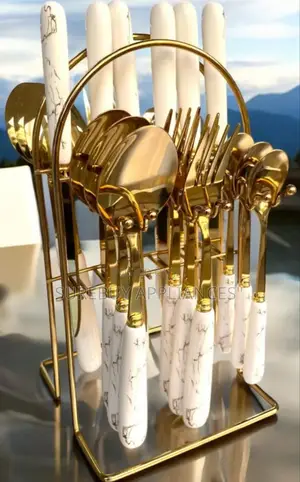24pcs Heavy Marble Gold Cutlery Sets