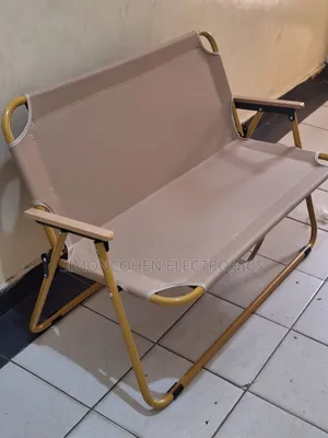 Outdoor Double Seat Camping Chair With Wood Armrest