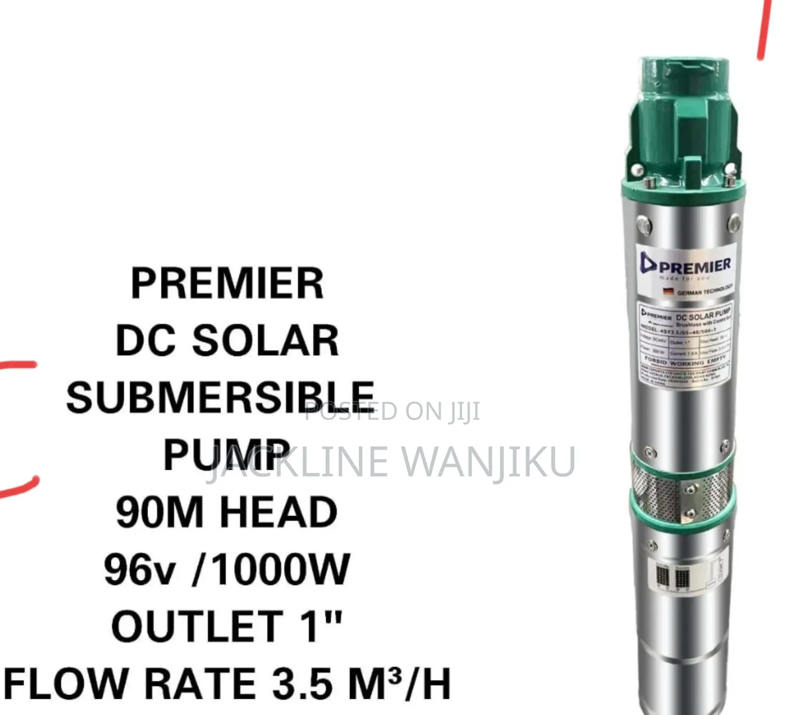 90m Head 1000w 96v Solar Submersible Pump/Dc Submersible Pump