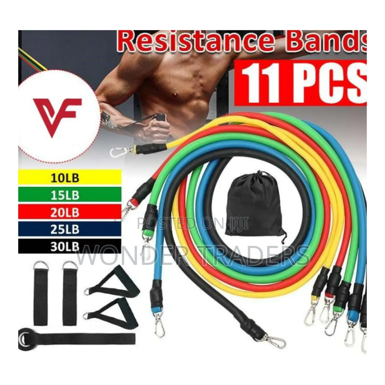 11pcs Elastic Exercise Resistance Bands