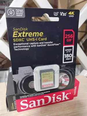 Sandisk 256gb Extreme Sd SDXC Card 180mb/S Class 10 Memory Card