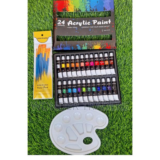 24pcs Acrylic Paint With Brushes - main view