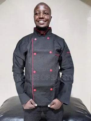 Black and Red Buttons Chef Coats