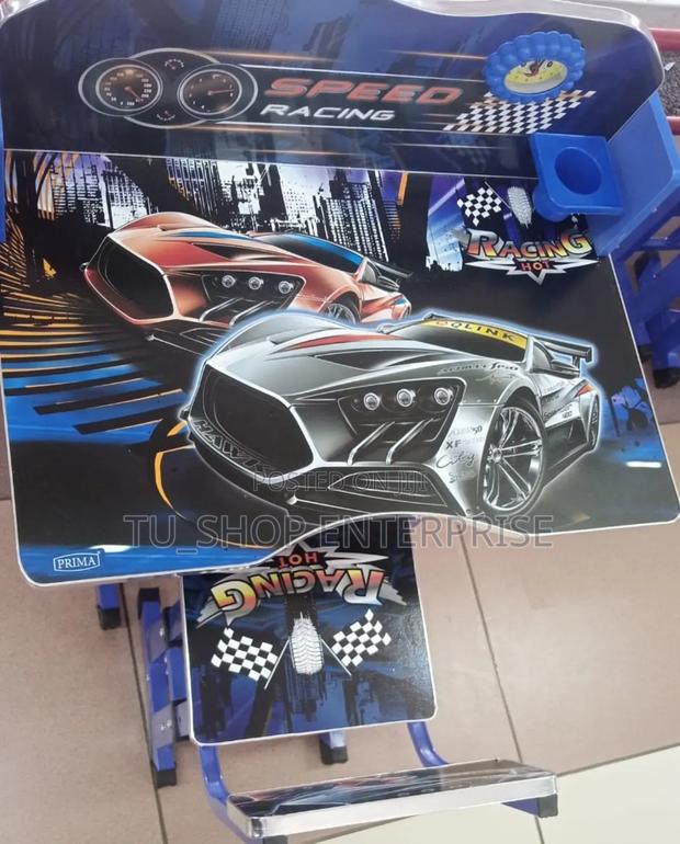 Desk! Blue Racing Car Adjustable Kids Study Table Des