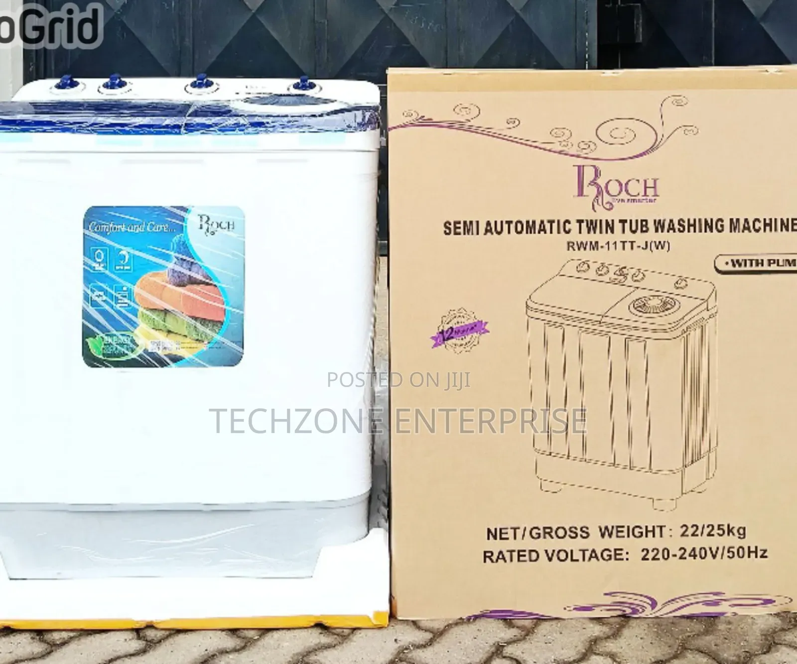 Roch Washing Machine 11 Kg Twin Tub Semi Automatic With Heavy Motor 