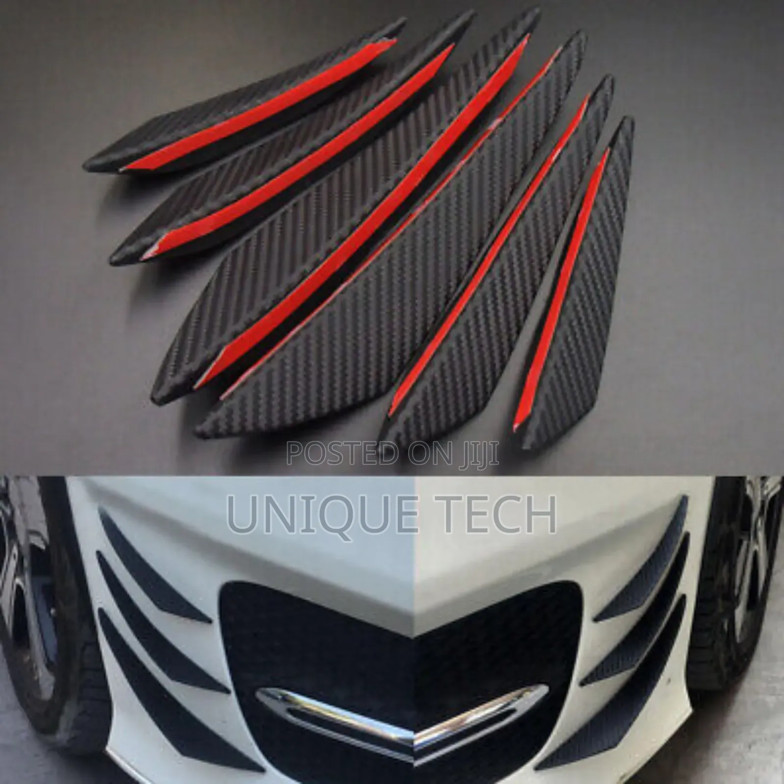 Universal 6pc Rubber Bumper Lip Splitter Fins /Front Car Styling Kit