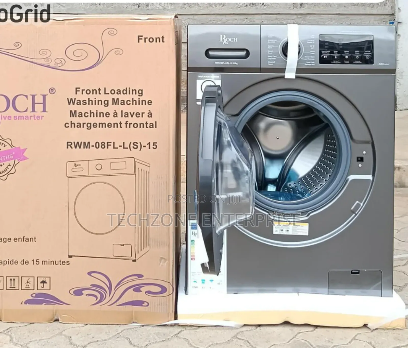 Roch RVM-08fl-L 8kg Front Load Automatic Washing Machines - Grey