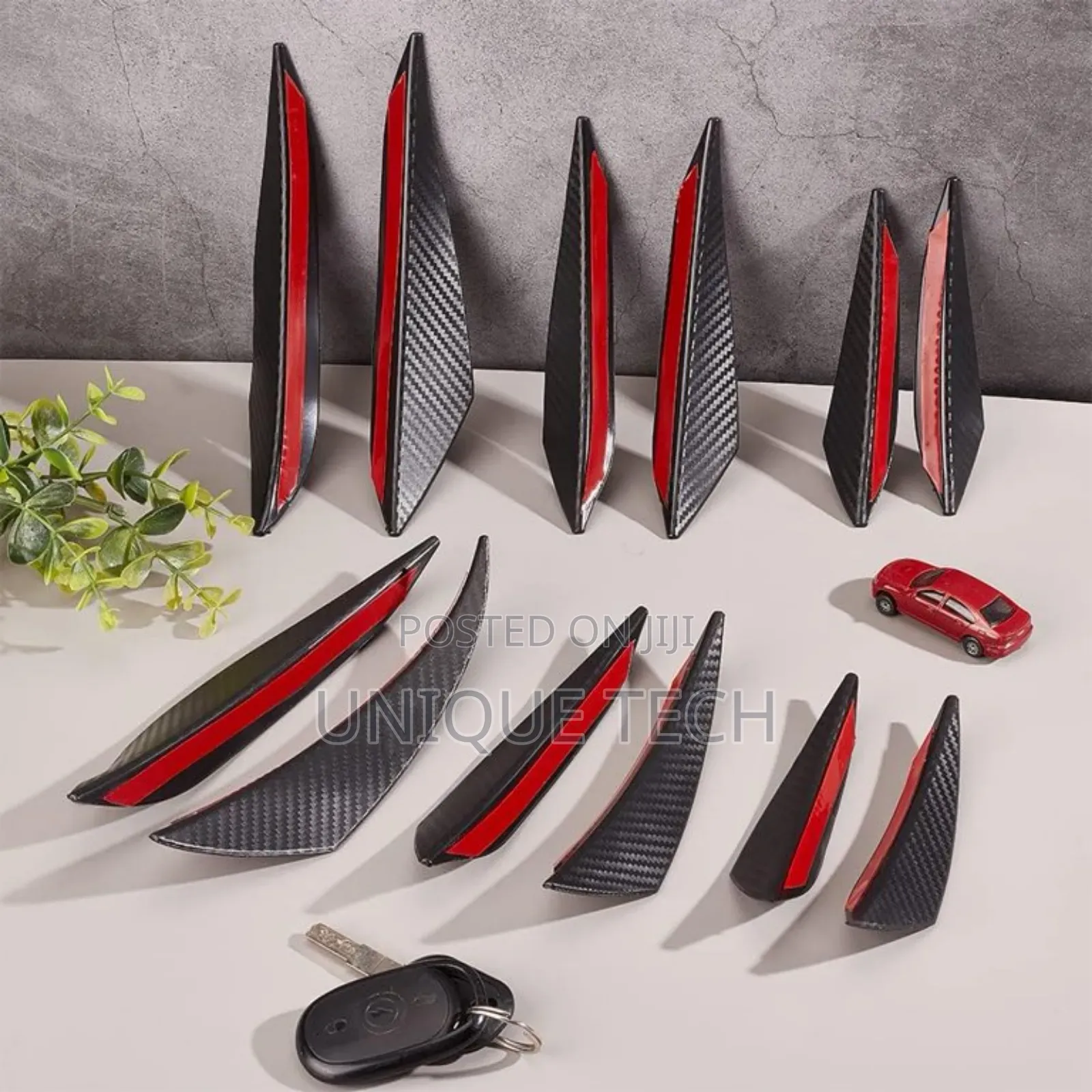 Universal Rubber 6pc Bumper Lip Splitter Fins Car Modification
