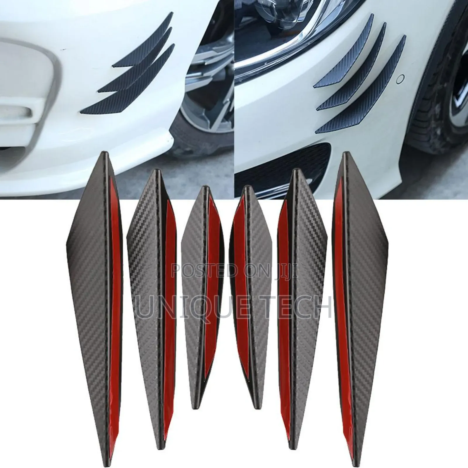 Rubber Car Bumper Splitter Fins 6pc Universal Lip Body Kit Set