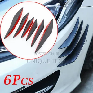 6pc Universal Rubber Front Bumper Lip Splitter Fins Accessories