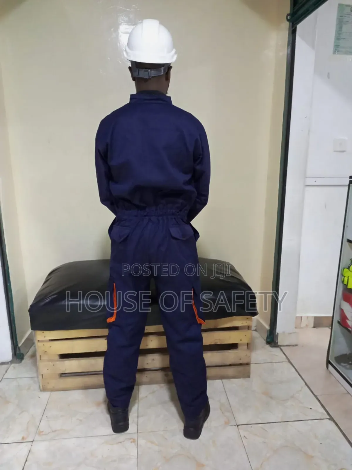 Orange Piped Navy Blue Coveralls