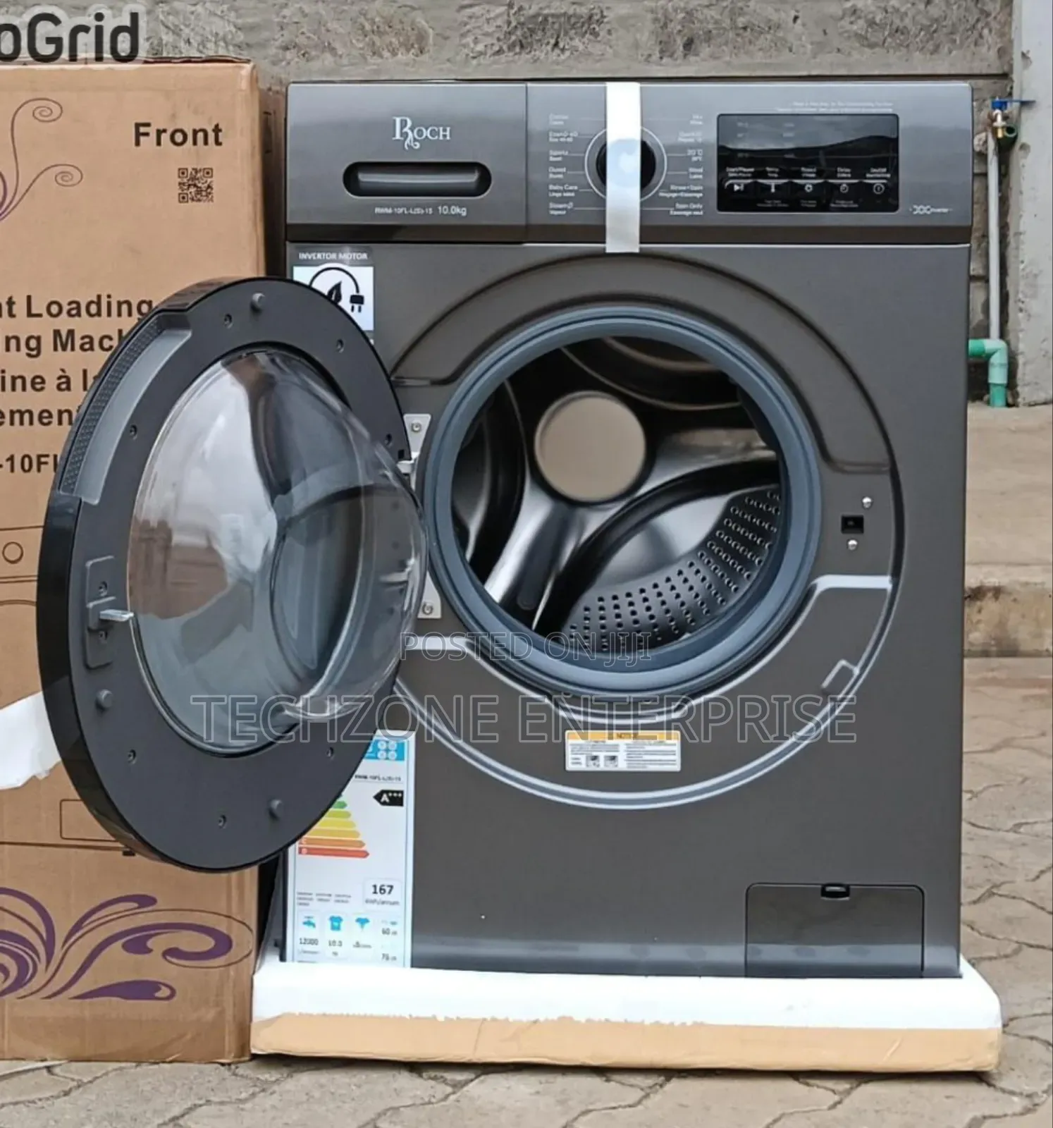 Roch Washing Machine 10kg (Rwm-10si-H) - Grey 