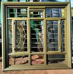 Stylish Metallic Window Frame With Grill Design