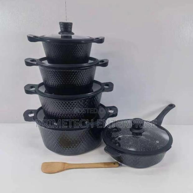 11pcs Non Stick Cookware -Black - main view
