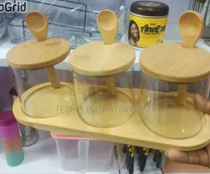 Air Tight Spices Storage Containers With Bamboo Lids Measuring Spoon,