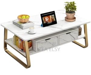 White Coffee Table With Drawers - main view