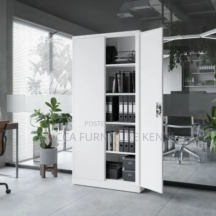 Office Cabinet:(White)2-Door Office Storage Unit in Full Steel