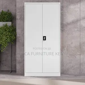Office Cabinet:(White)2-Door Office Storage Unit in Full Steel