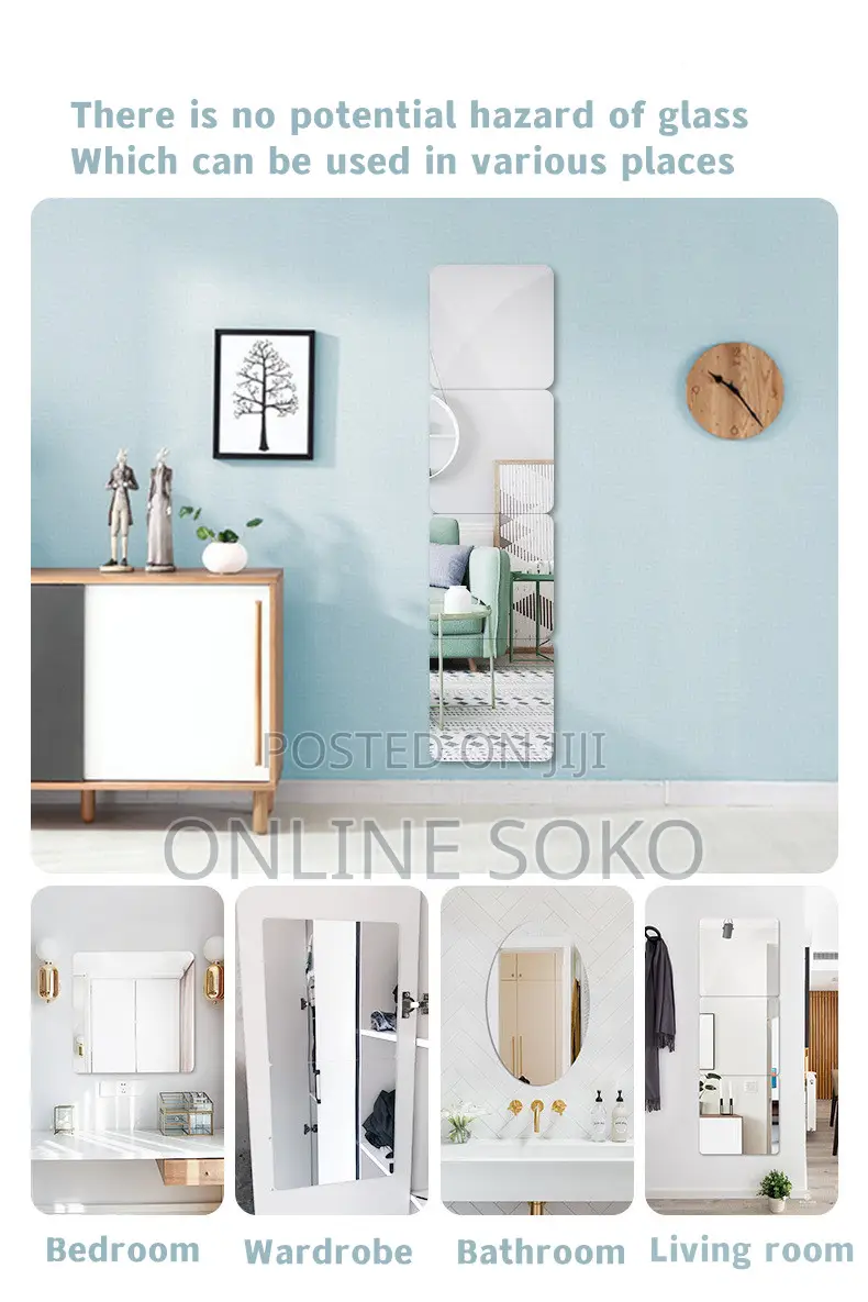Unbreakable Wall Adhesive Mirror Sticker for Bathroom, Bedroom