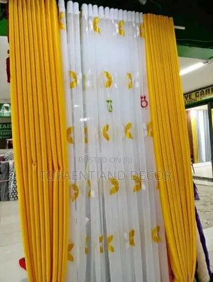 Mustard Yellow Well Designed With It's Flowered Sheers