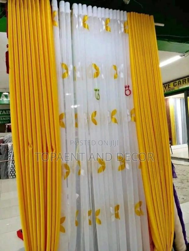 Mustard Yellow Well Designed With It's Flowered Sheers