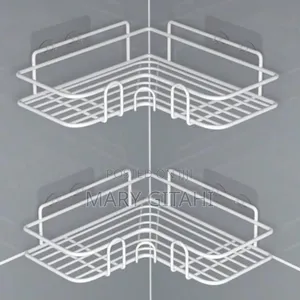 White Metallic Corner Shelf Organiser