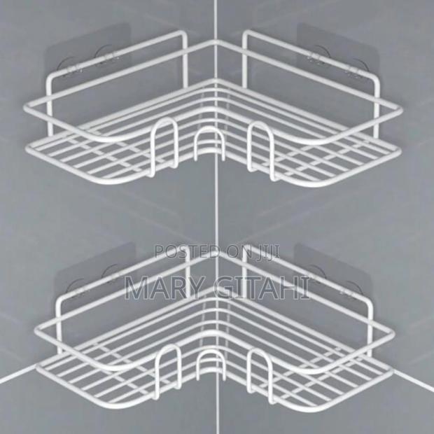 White Metallic Corner Shelf Organiser