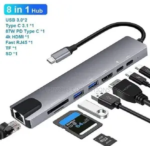 Type-C to Hdmi, Usb, Ethernet. 8 in 1 Converter
