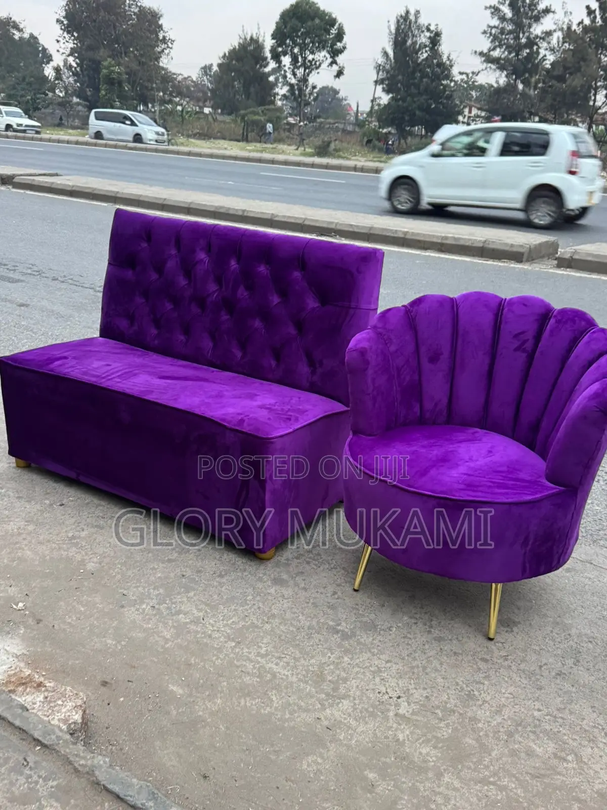 Purple Velvet Manicure Chairs And Sofa