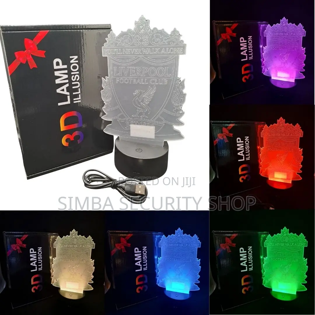 Liverpool Fc Football Team Logo Light Lamp Desk Led RGB 3d Illusion
