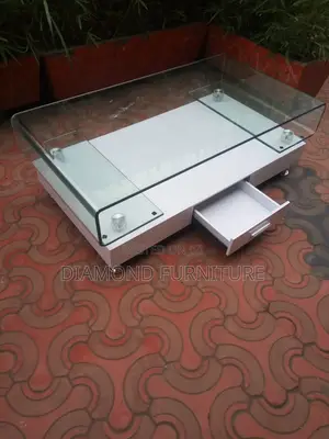 Coffee Table; Tempered Glass Top Coffee Table With Wooden Base