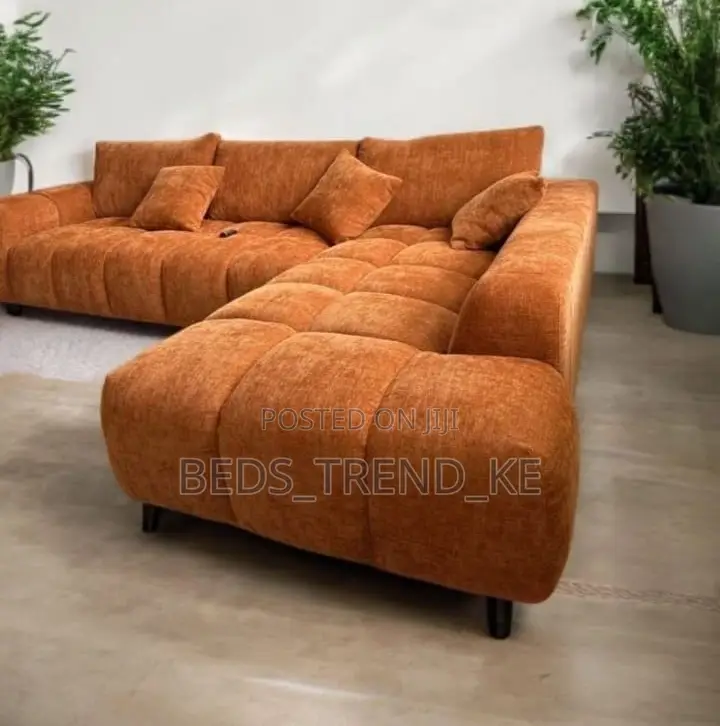 Upholstered 6 Seater Bubble L Seat Sofa