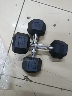 5 Kg Pair (Hex) Rubber Dumbbells Gym Fitness
