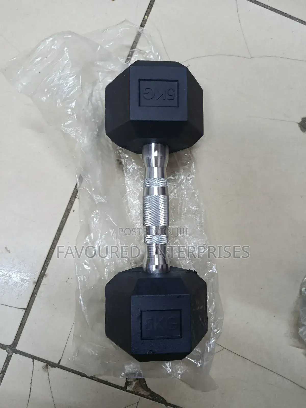 5 Kg Single (Hex) Rubber Dumbbells Gym Fitness