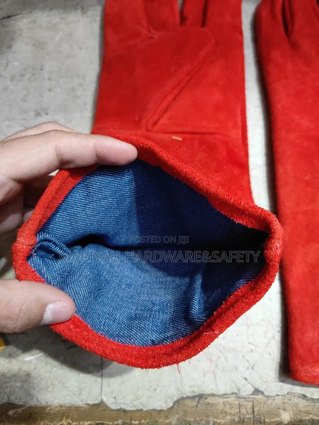 Leather Gloves 16" Red - thumbnail 4