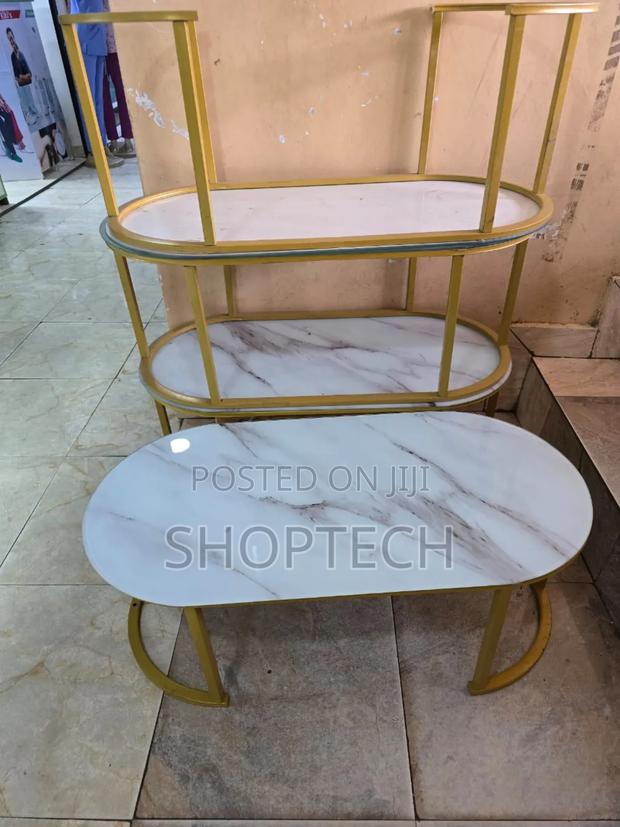 Oval Single Pieces Glass Effect Marble Table - main view