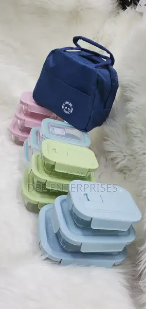 3pcs Set Glass Snack Box With Lunch Bag