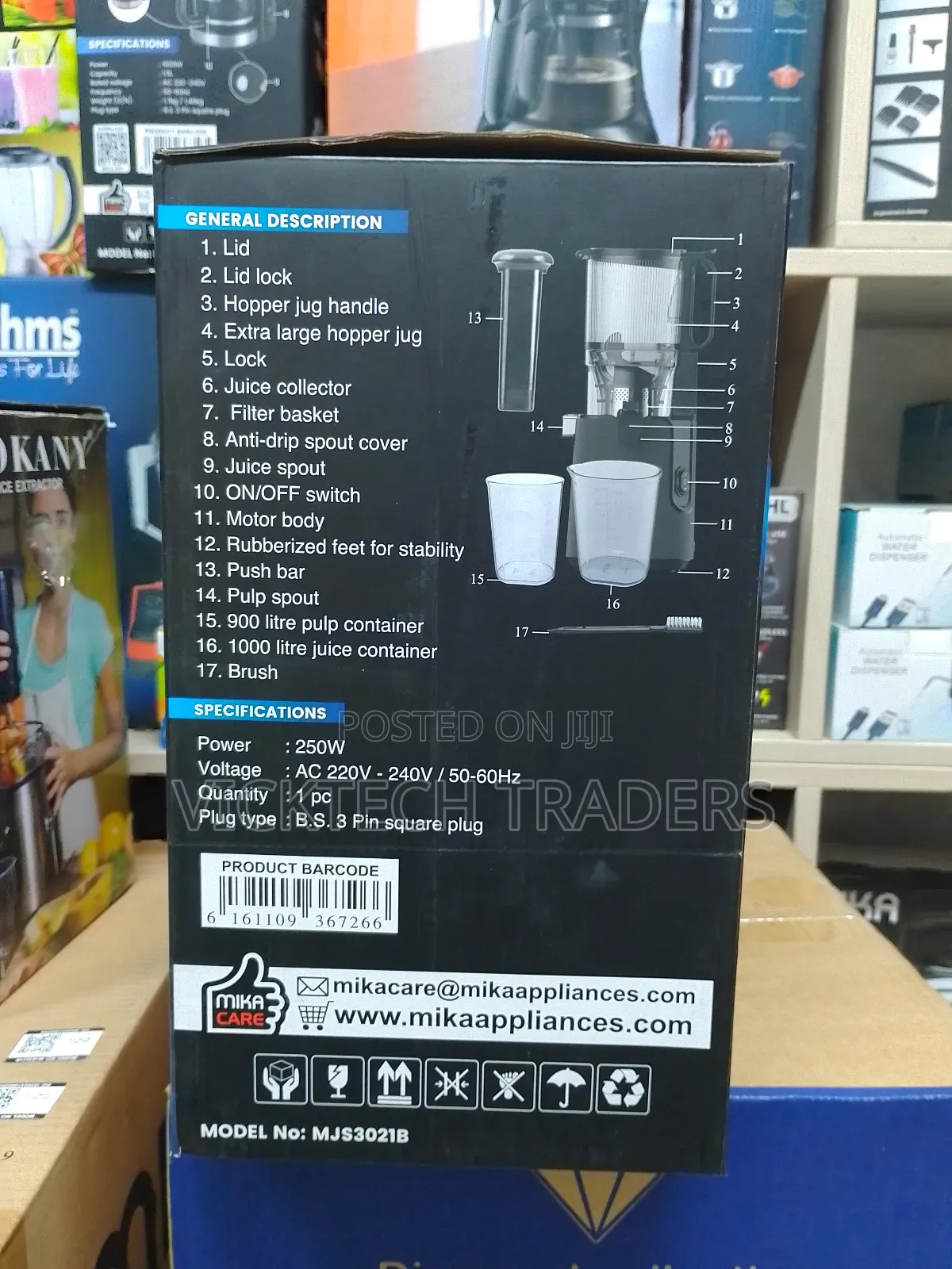 Slow Juicer! Mika 250w Unbreakable Jug Slow Juicer With 1yr Warranty
