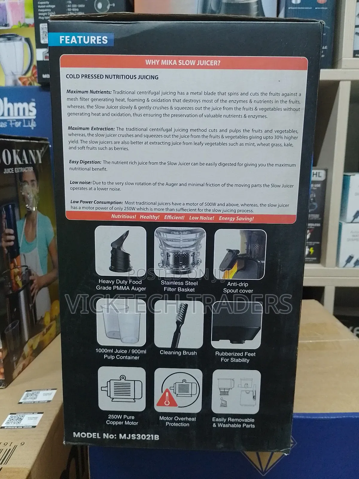Slow Juicer! Mika 250w Unbreakable Jug Slow Juicer With 1yr Warranty