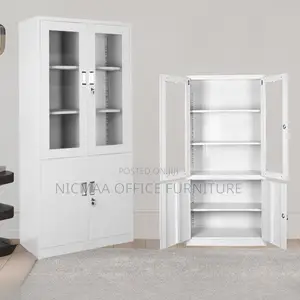 Office Cabinet: 2-Door Half Glass With Cabinets Filling Cabinet