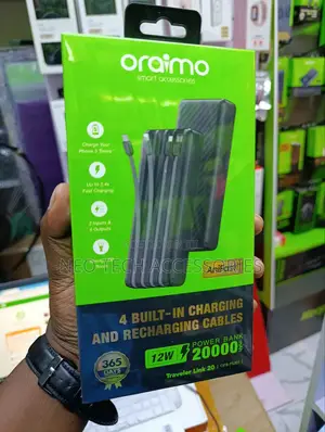 Oraimo Traveler Link 20 Powerbank. 20000 Mah, 12w With Cables