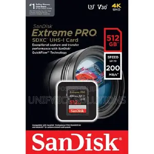Sandisk Extreme Pro SDHC and SDXC Uhs-I Card Up to 200mb/S - 512gb